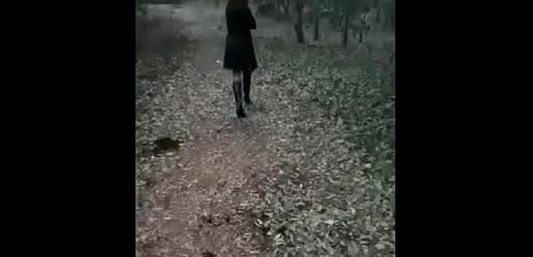  (HAPPY HALLOWEEN) guy chase ebony chick down  in the woods and fuck the shit out of her